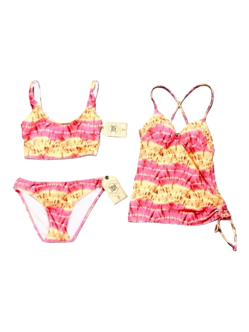 NWT True Craft 3 Pieces Tie Dye Midkini and Tankini Mix and Match size Small